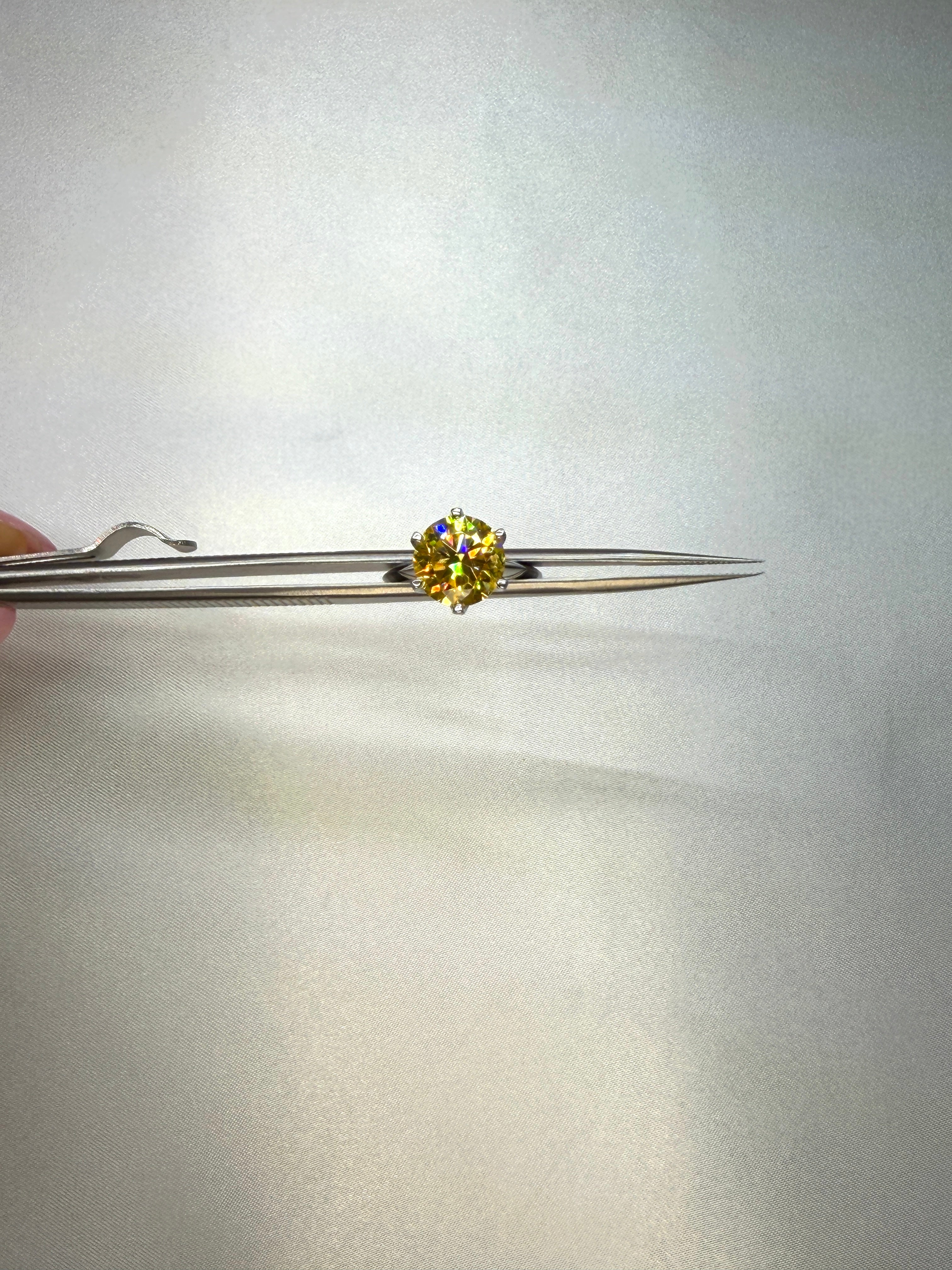 5 Carat Round Cut Yellow Moissanite Ring, 925 Sterling Silver Moissanite Ring