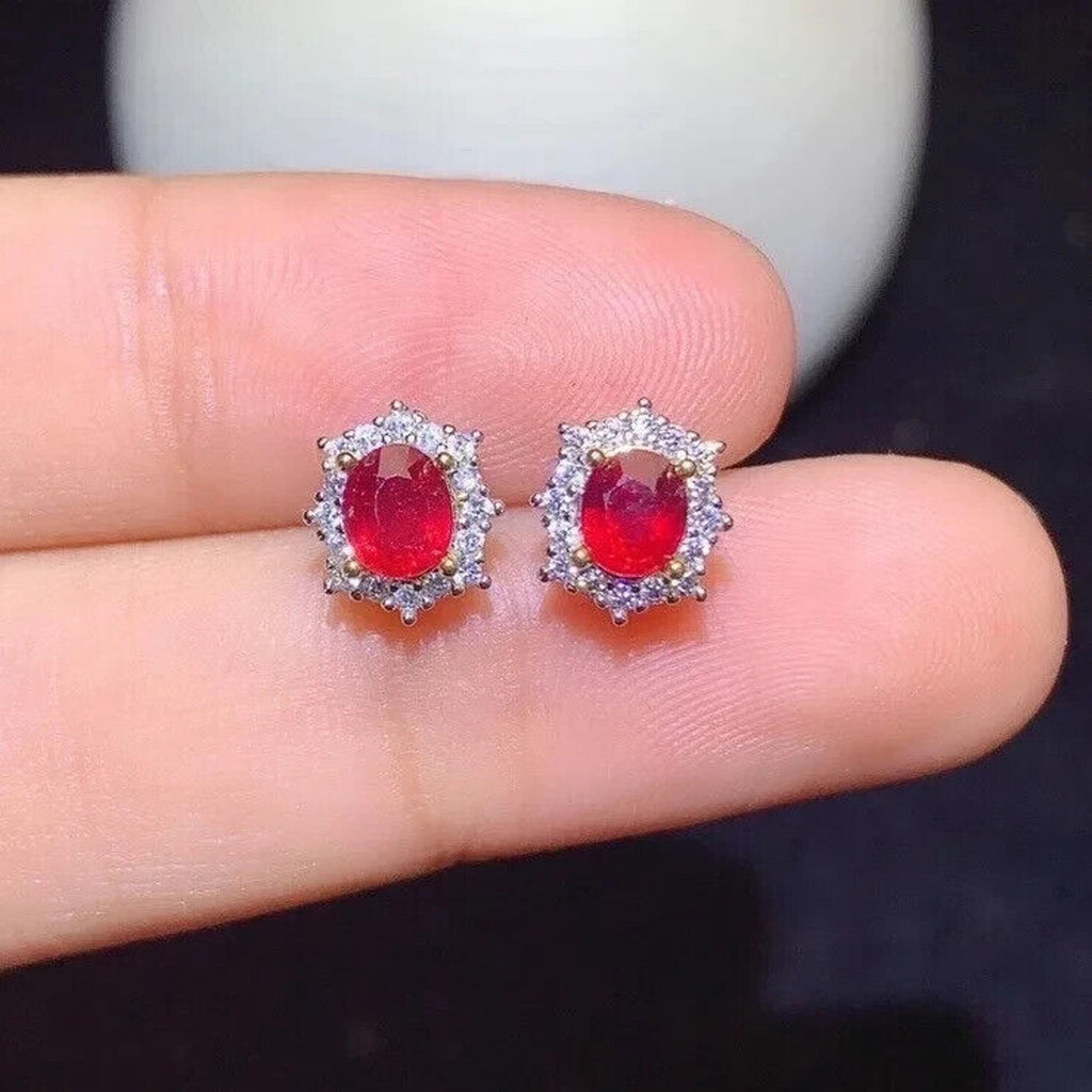 Ruby Earrings, Women's Ruby Earrings, Natural Ruby Earrings, Ruby Jewelry, Sterling Silver Ruby Earrings, Genuine Ruby Earrings, Ruby Stud Earrings, Natural Ruby, Burma Ruby