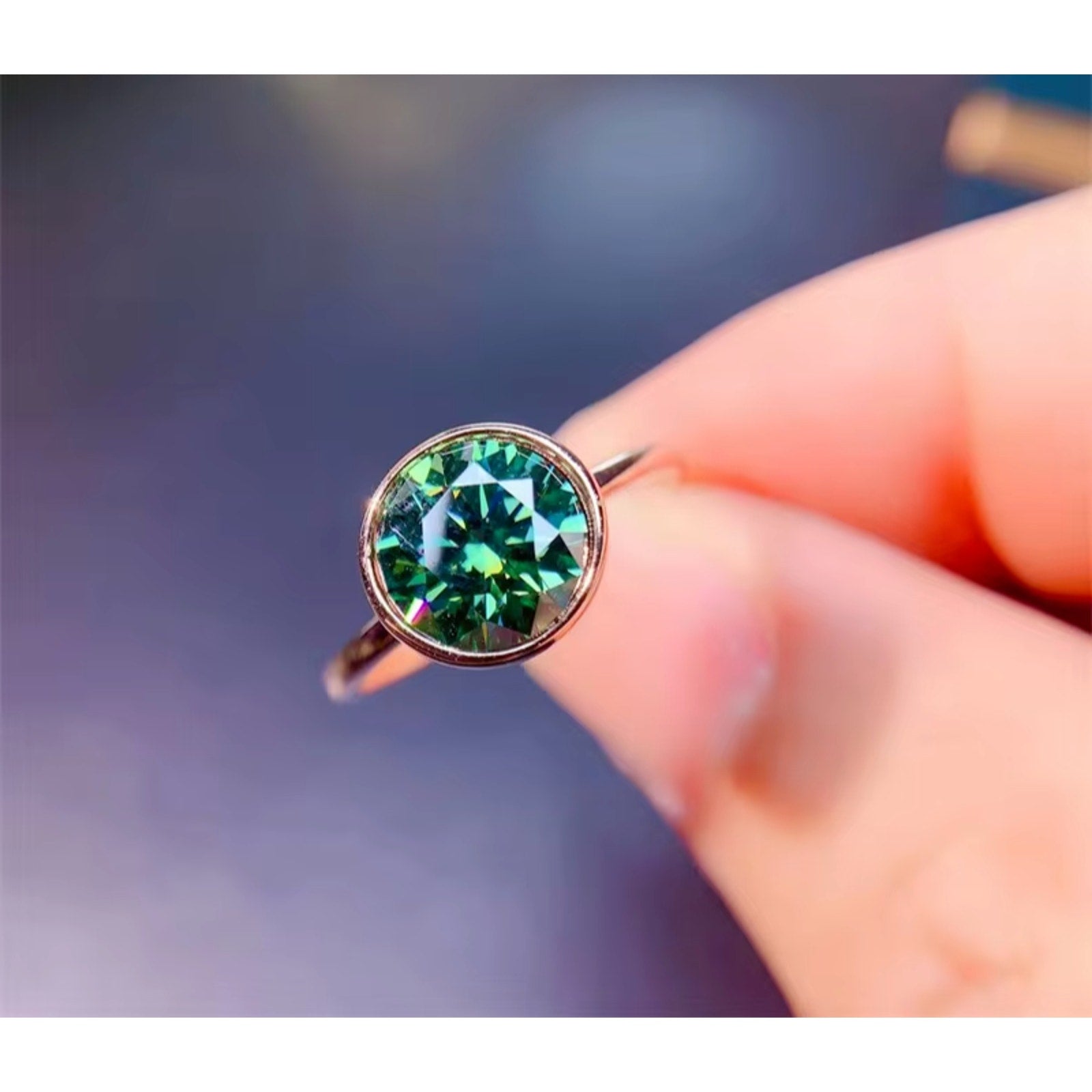 Green Moissanite Ring, 2 Carat Moissanite RIng, Moissanite Ring, Moissanite, VVS1 Miossanite, Gray Moissanite, White Moissanite, Solitaire Moissanite Ring, Round Brilliant Cut Moissanite Ring, Moissanite Ring, Round Brilliant Cut, 5 Carat Moissanite Ring, Moissanite Jewelry