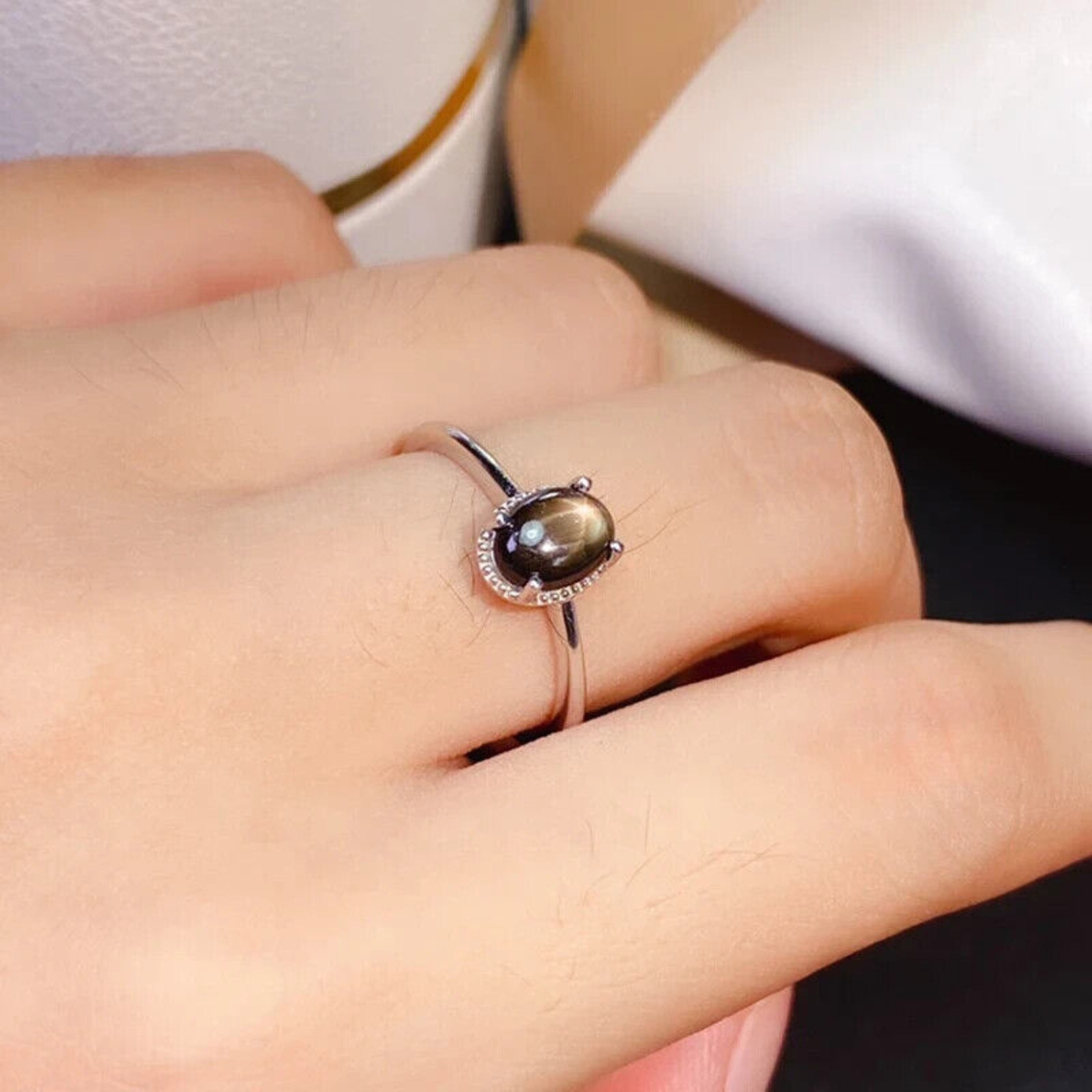 Star Sapphire, Natural Star Sapphire Ring, Star Light Sapphire Ring 925 Sterling