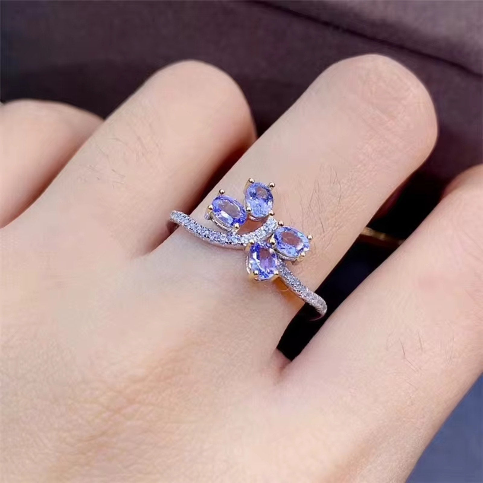 Tanzanite Ring, Natural Purple Tanzanite Ring Sterling Silver