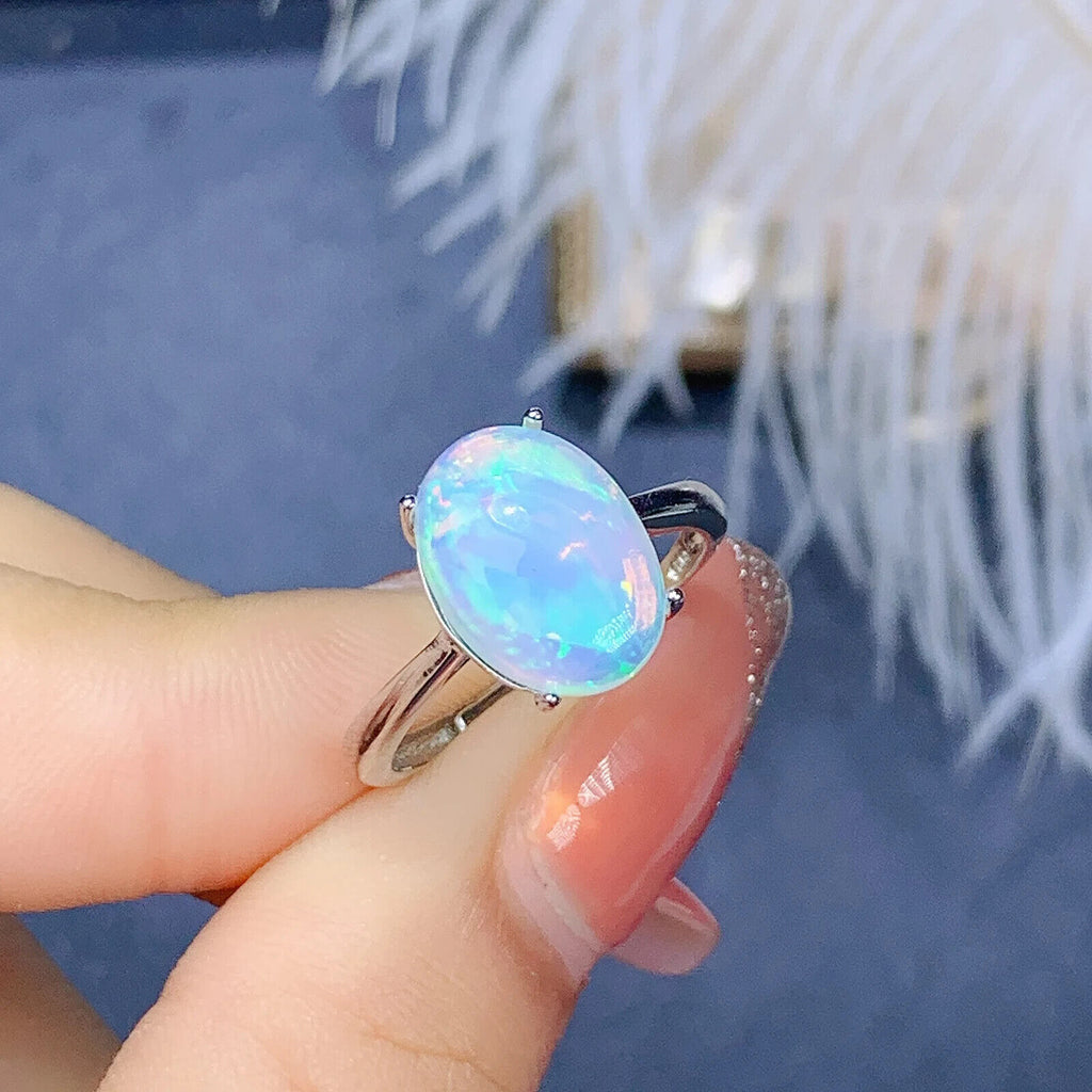 Natural Fire Opal Gemstone Ring, Women'sSterling Silver Opal Rings