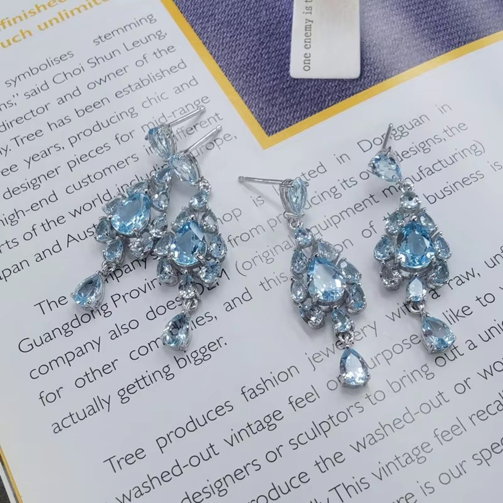 Sky Blue Topaz Gemstone Chandelier Earrings