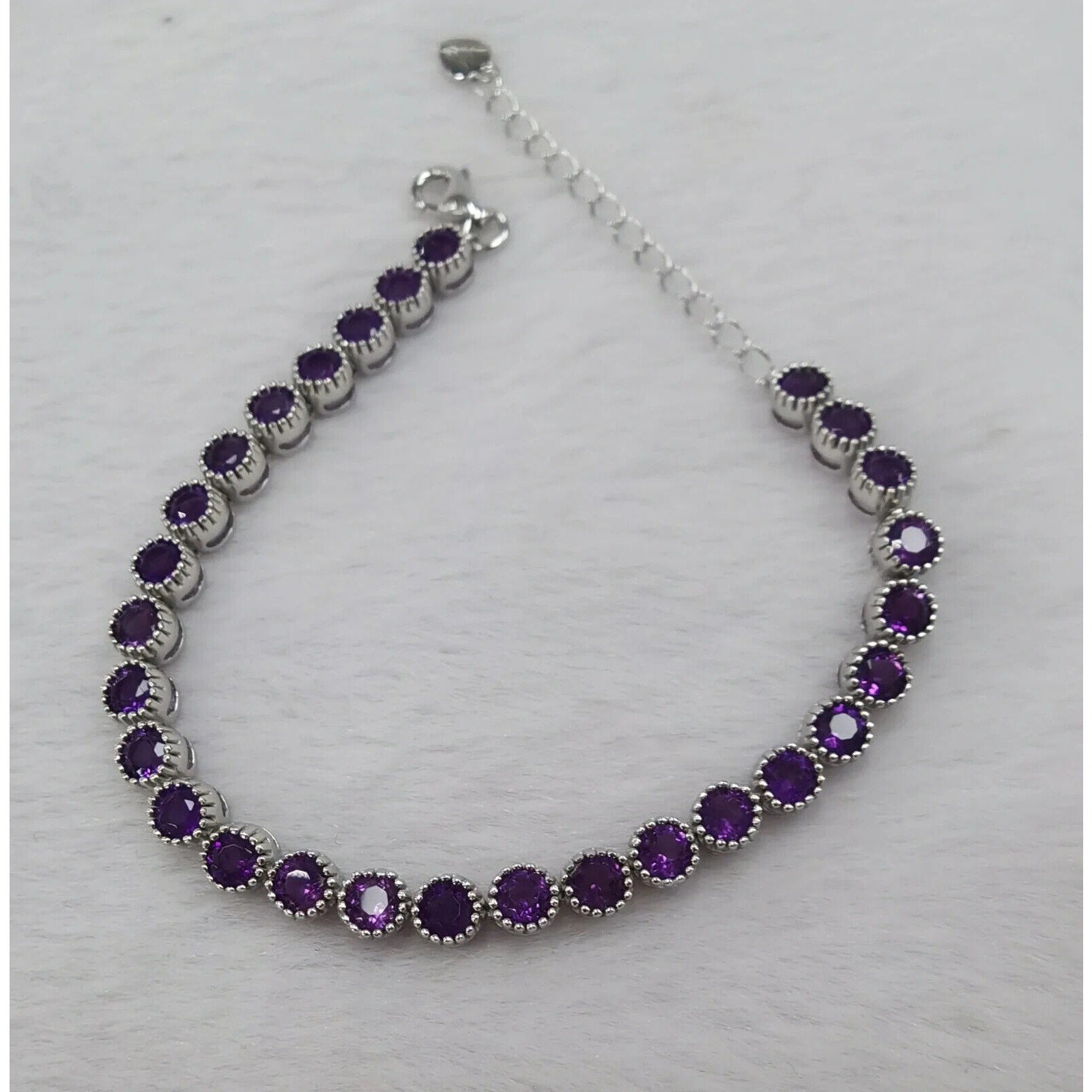 Women's Amethyst Tennis Bracelet, Sterling Silver Amethyst Bracelet