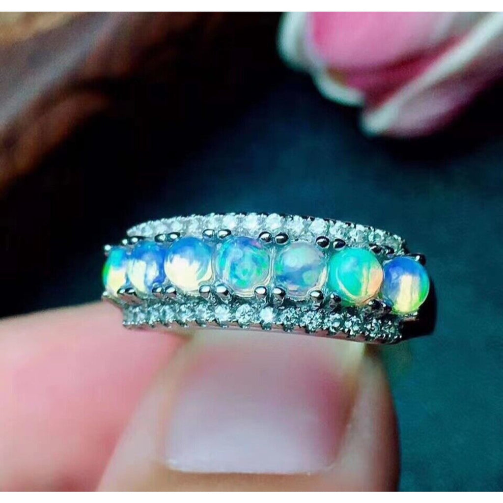 Australian Opal Ring, Opal Sterling Silver Ring, Natural Opal Ring, Opal Ring