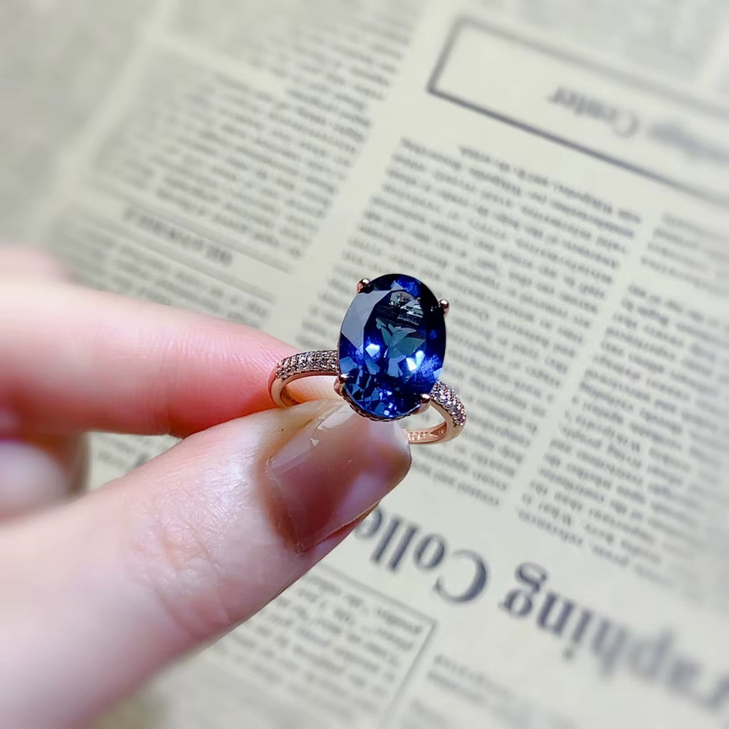 10Ct Oval Cut London Blue Topaz Halo Engagement Ring 925 Sterling Silver