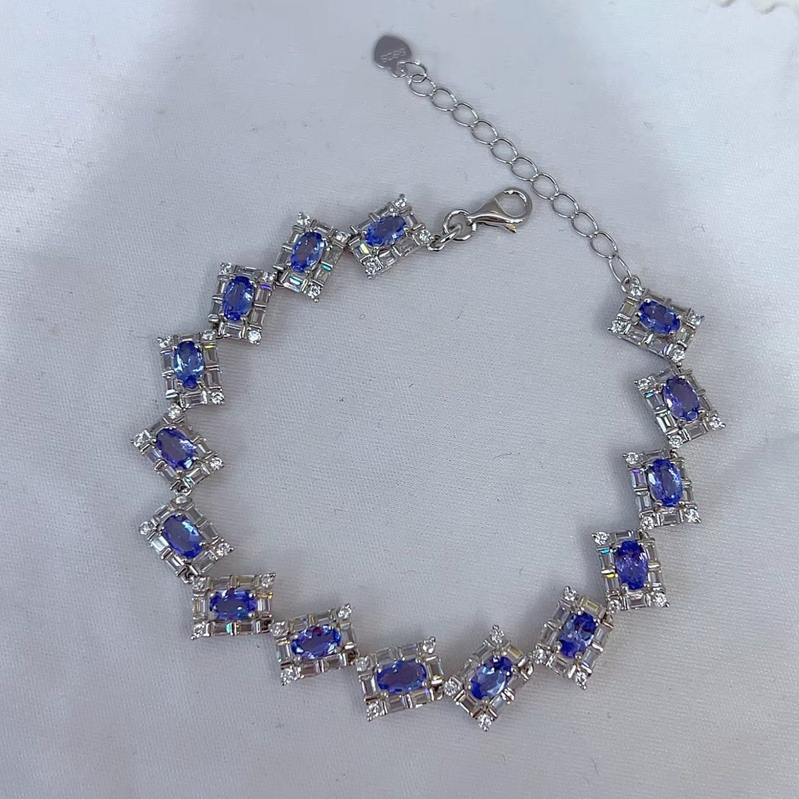 Natural Purple Tanzanite Tennis Bracelet VVS Grade 925 Sterling Silver