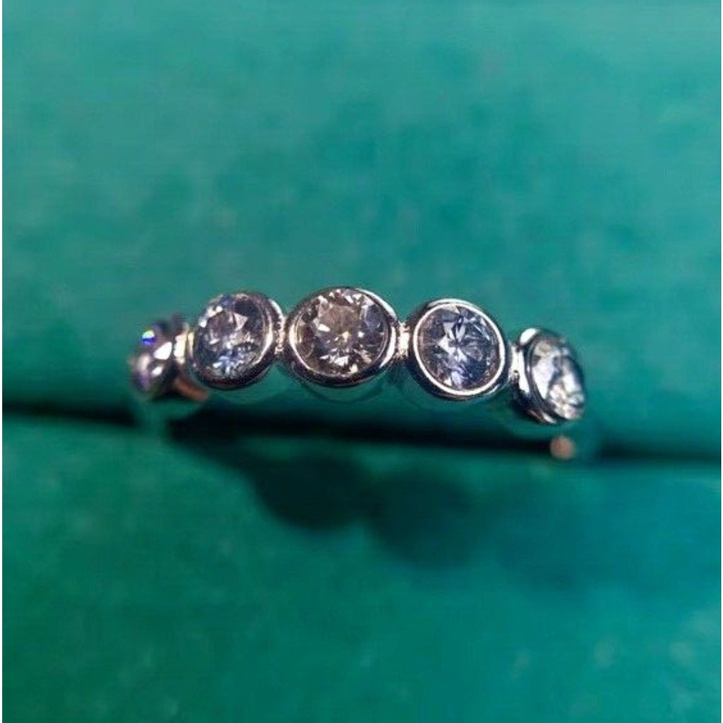 VVS1 Gray Moissanite Ring Bezel Setting 925 Sterling Silver Moissanite Ring