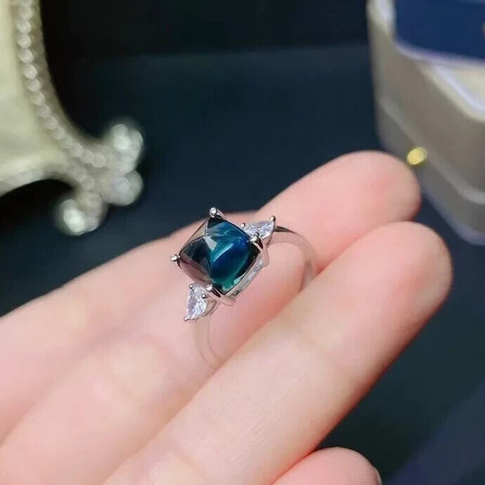 Sugarloaf Cut London Blue Topaz Gemstone Ring, Women's London Blue Topaz Ring, London Blue Topaz Gemstone Ring, Sterling Silver London Blue Topaz Ring,London Blue Topaz Band Ring, December Birthstone London Blue Topaz, Natural London Blue Topaz Jewelry, Natural London Blue Topaz Band Ring, London Blue Topaz Solitaire Ring, London Blue Topaz Ring, London Blue Topaz Ring's For Women, Sterling Silver London Blue Topaz Ring, December Birthstone London Blue Topaz Ring 