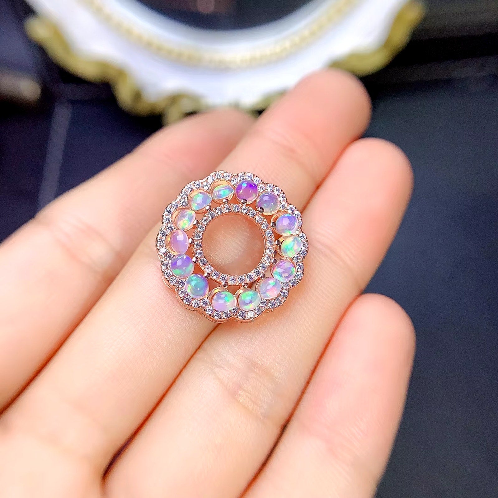 Natural Fire Opal Pendant Necklace, Women's Opal Necklace 925 Sterling Silver