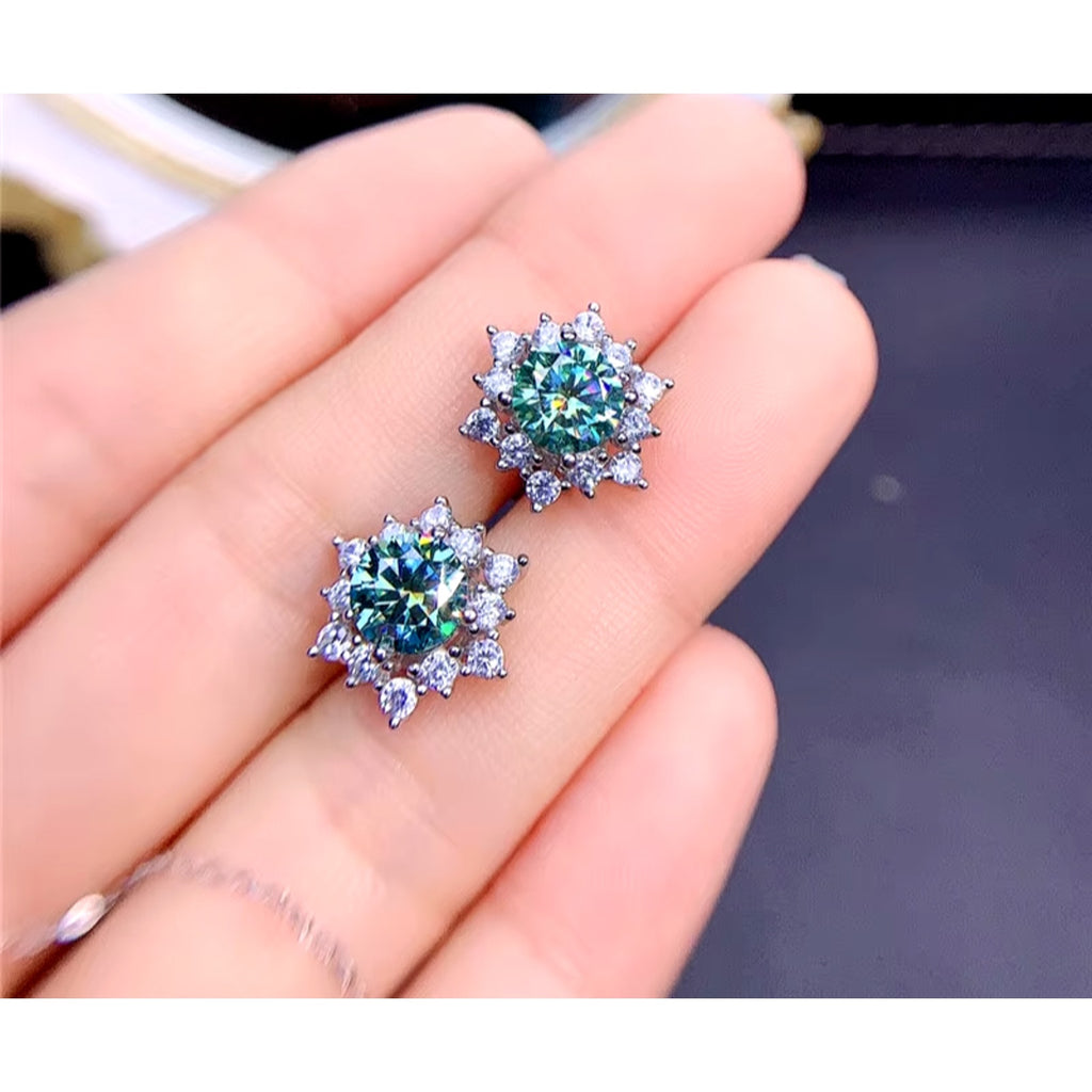 Moissanite Earrings, Moissanite Stud Earrings, Moissanite, White Moissanite, Green Moissanite, Moissanite Earrings Sterling Silver, VVS1 Moissanite Earrings, Green Moissanite Earrings, Green Moissanite Stud Earrings, Half Carat Moissanite Earrings, Women’s Green Moissanite Earrings, Green Moissanite Jewelry, Moissanite Jewelry, Round Brilliant Cut