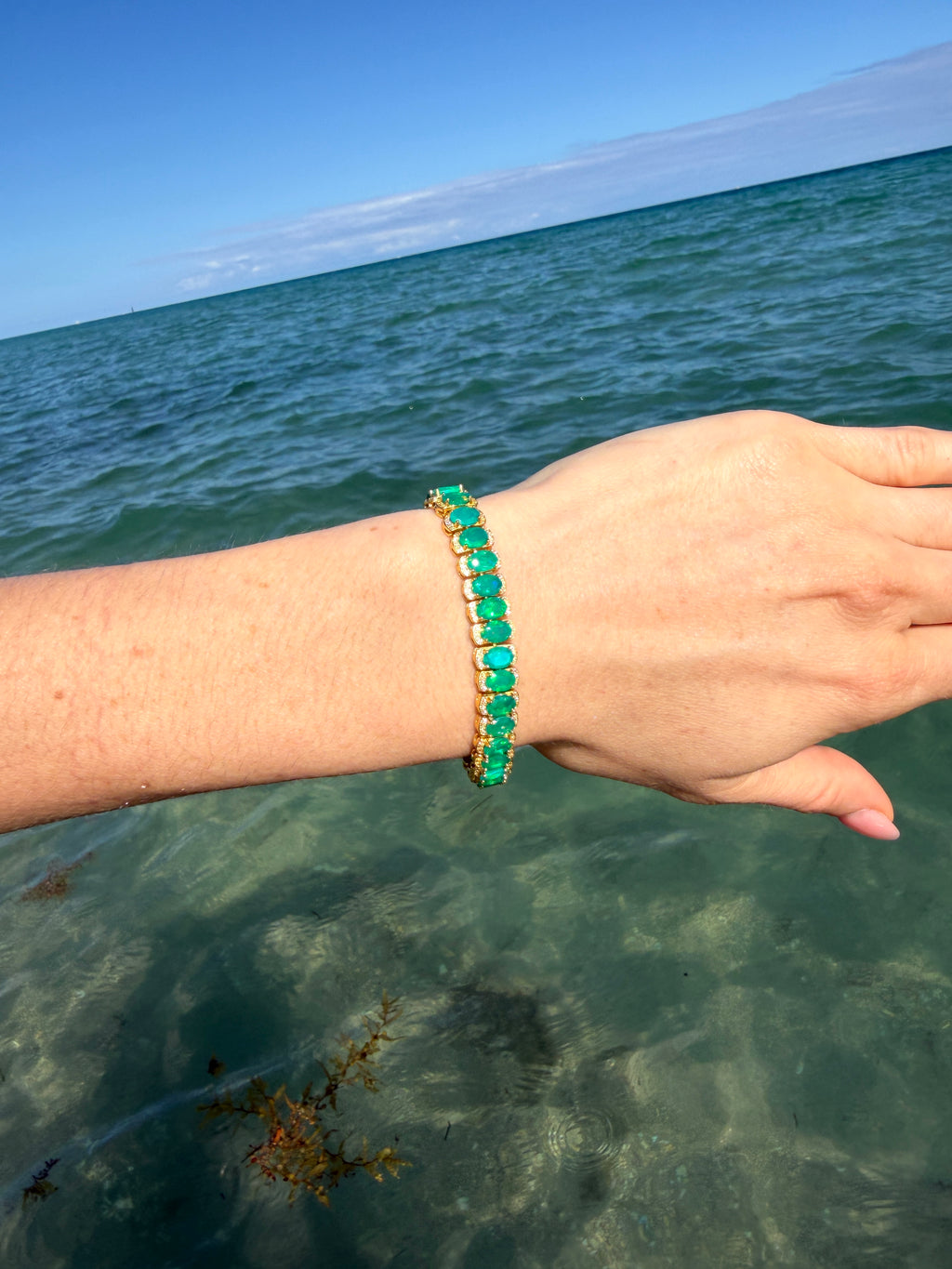 Natural Green Opal AAAAA Bracelet, Genuine Green Opal Tennis Bracelet