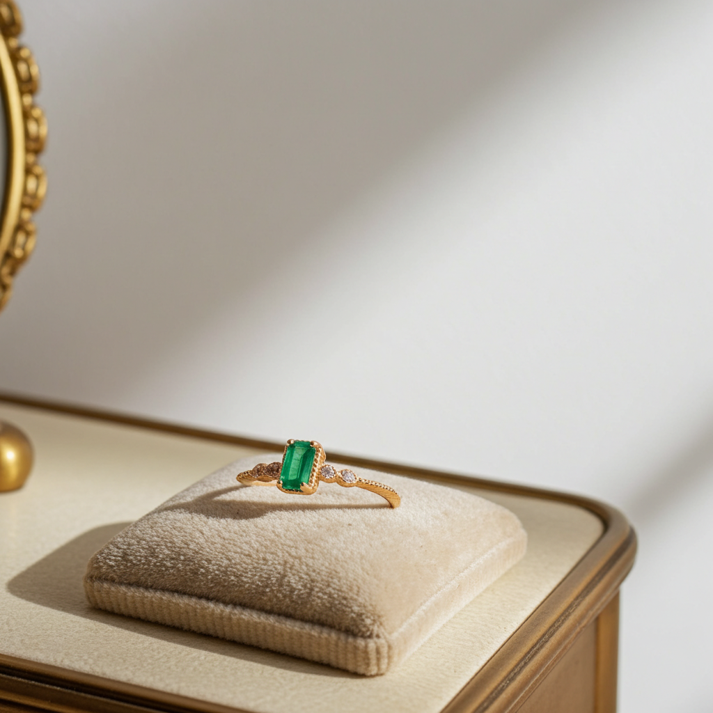 Dainty Emerald Ring Sterling Silver 3x5mm, Women's Dainty Emerald Ring's