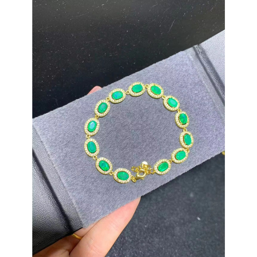 Natuarl Green Opal AAAAA Bracelet, Genuine Green Opal Tennis Bracelet