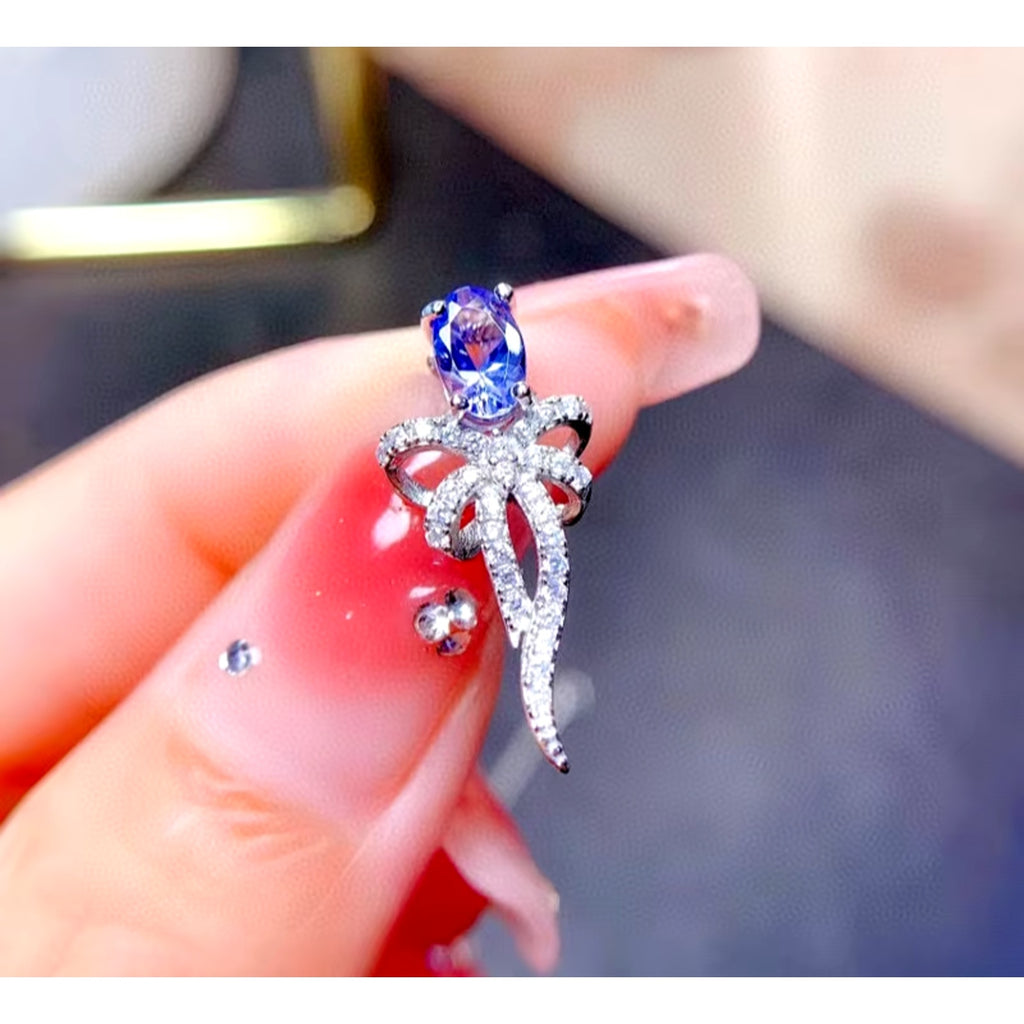 Purple Tanzanite Pendant Necklace, Natural Tanzanite Necklace For Women