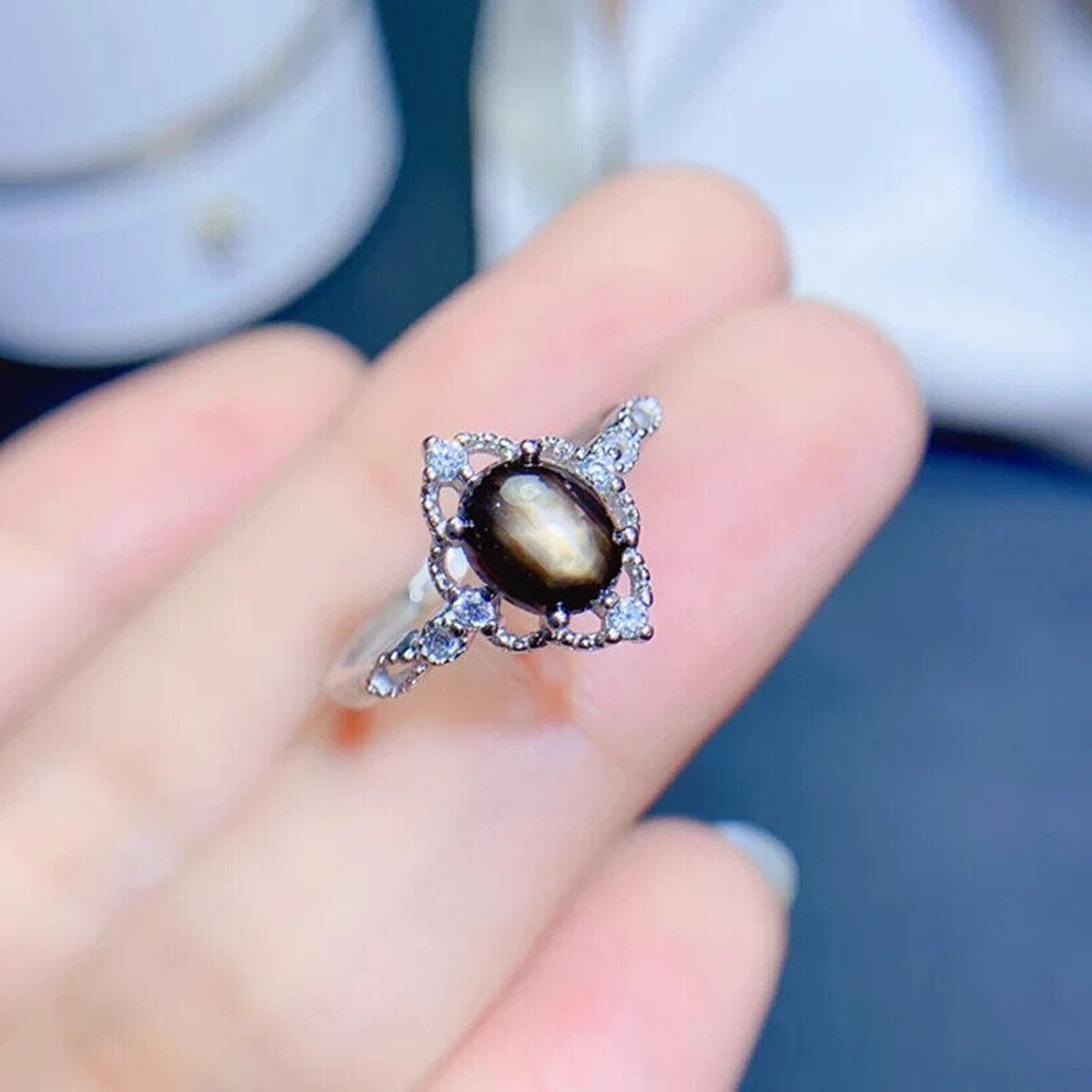 Star Sapphire, Natural Star Sapphire Ring, Star Light Sapphire Ring Genuine