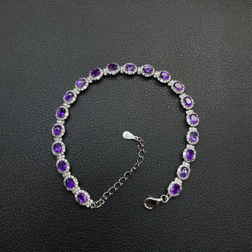 Natural Amethyst Gemstone Tennis Bracelet, Amethyst Bracelets