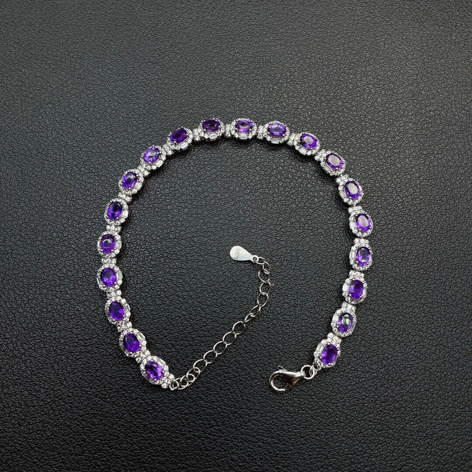 Natural Amethyst Gemstone Tennis Bracelet, Amethyst Bracelets