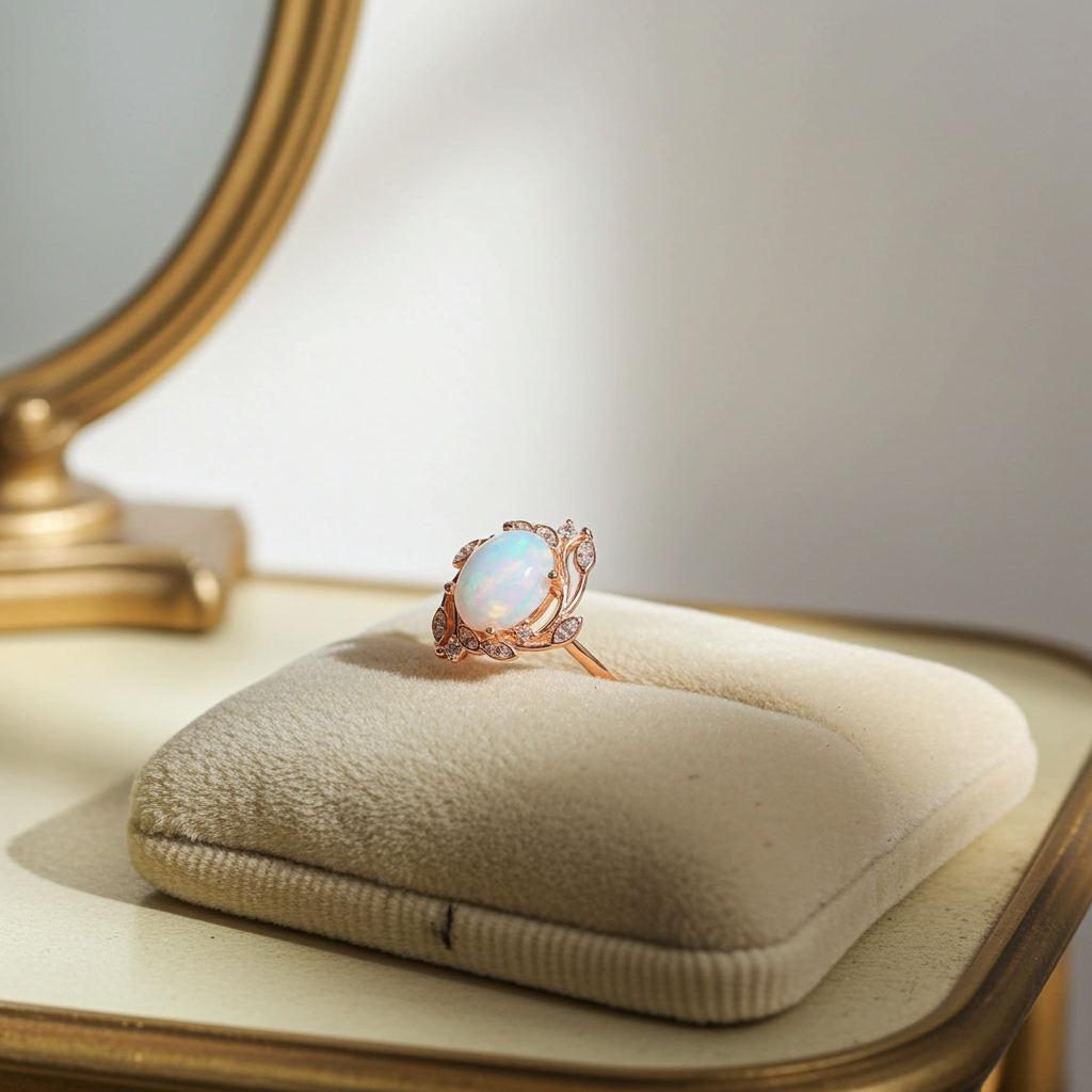 Australian Opal cocktail Ring 8x10mm 925 Sterling Silver