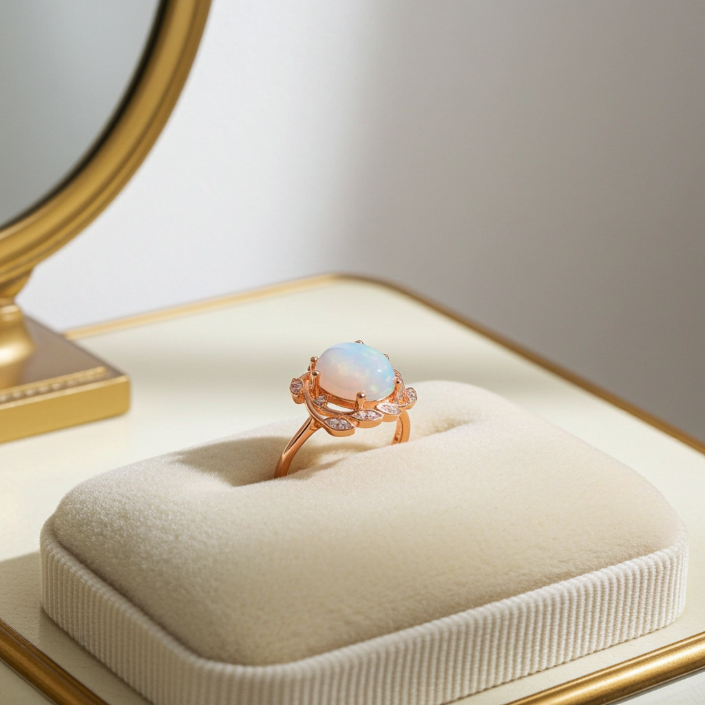 Australian Opal cocktail Ring 8x10mm 925 Sterling Silver