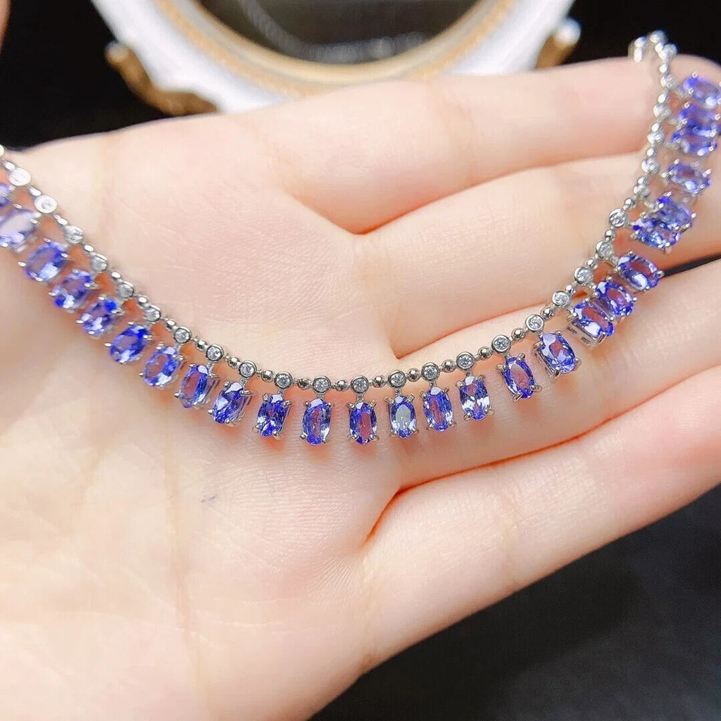 Natural Purple Tanzanite Statement Charm Necklace, Tanzanite Charm Necklace