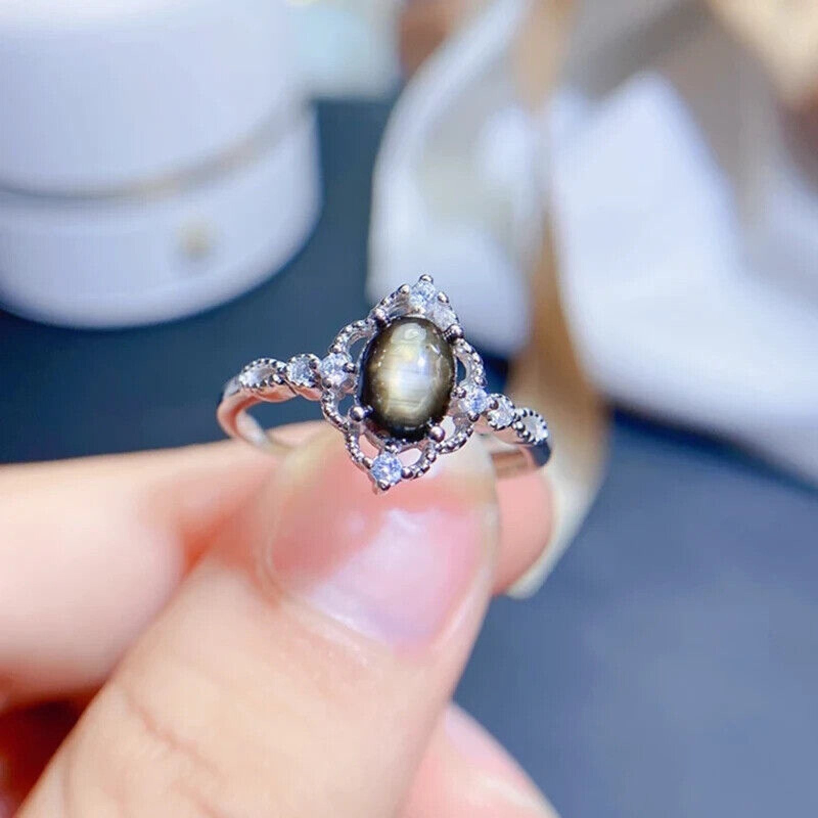 Star Sapphire, Natural Star Sapphire Ring, Star Light Sapphire Ring Genuine