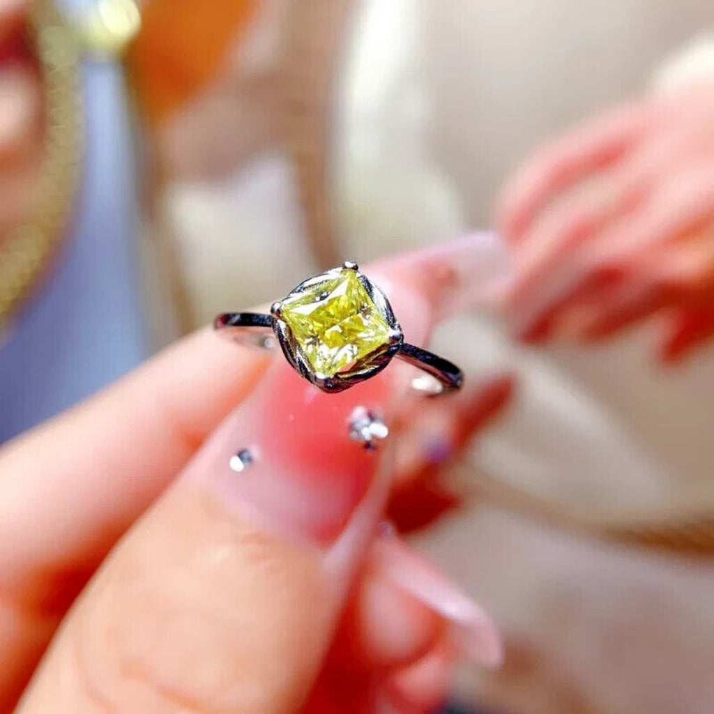 1 CT Yellow Moissanite Jewelry Set, Women's Light Yellow Moissanite Jewelry