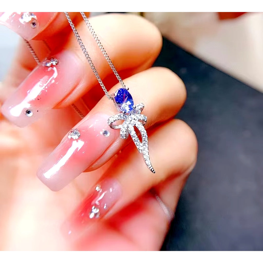 Purple Tanzanite Pendant Necklace, Natural Tanzanite Necklace For Women