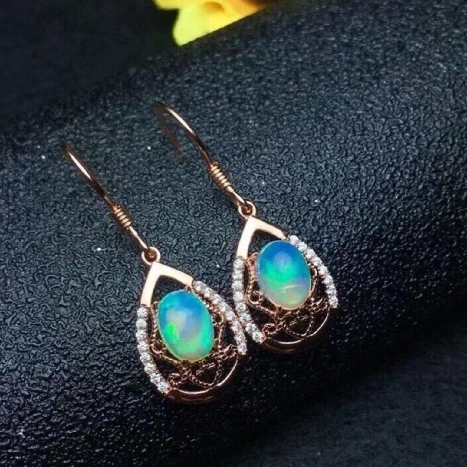 Australian Fire Opal Drop Dangle Earrings 5x7mm