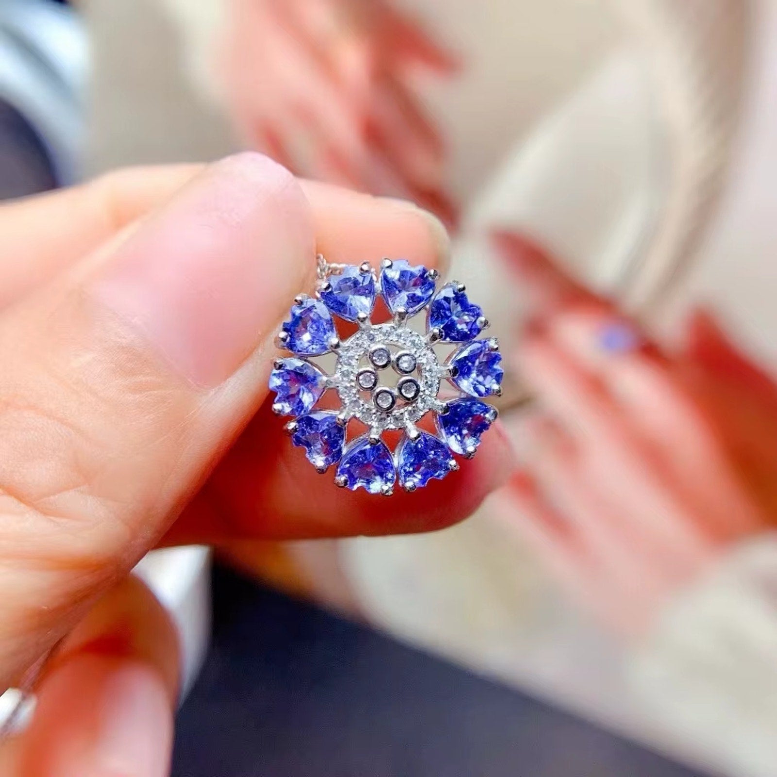 VVS Grade Tanzanite Heart Necklace, Tanzanite Pendant 925 Sterling Silver