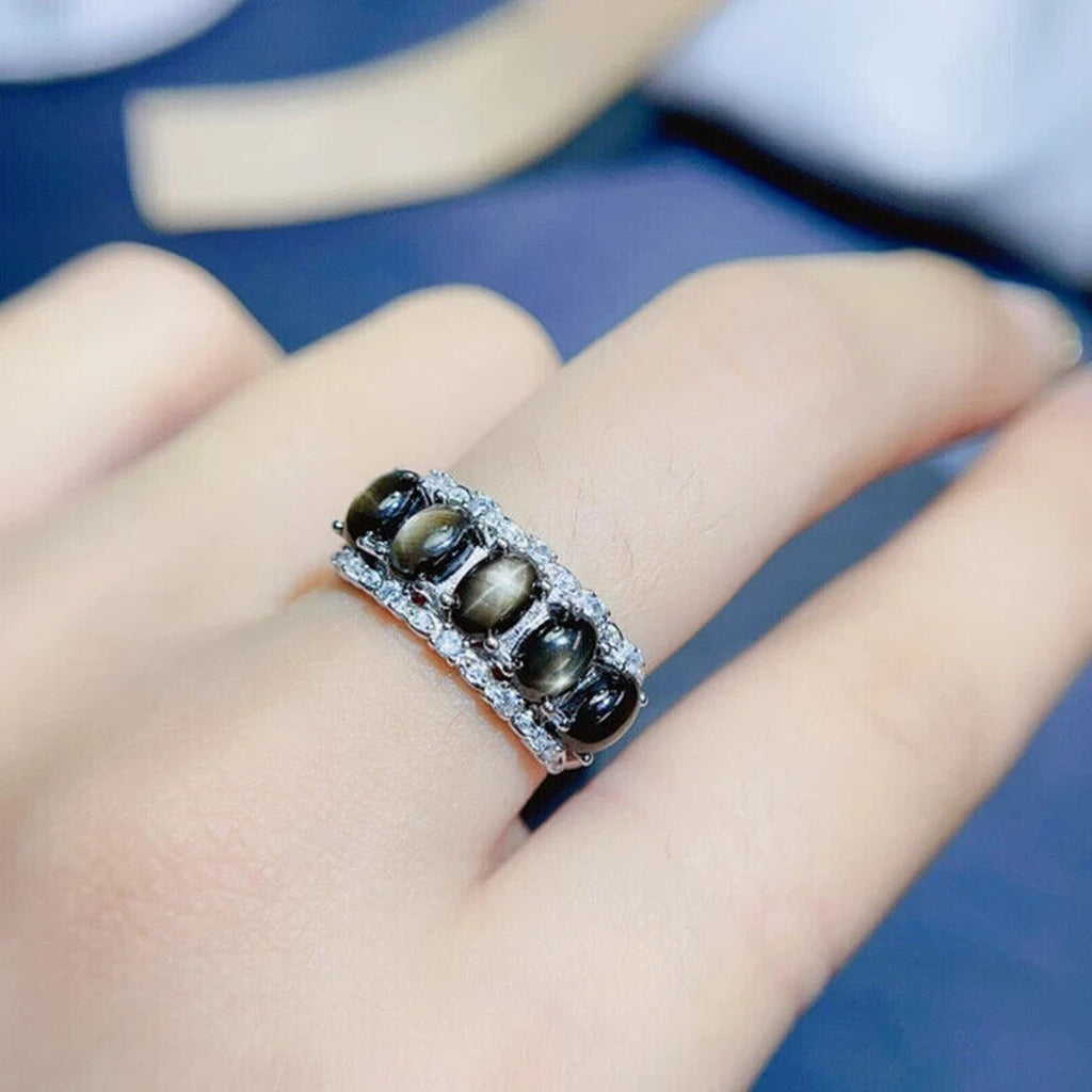 Star Sapphire, Natural Star Sapphire Ring, Star Light Sapphire Band Ring Genuine