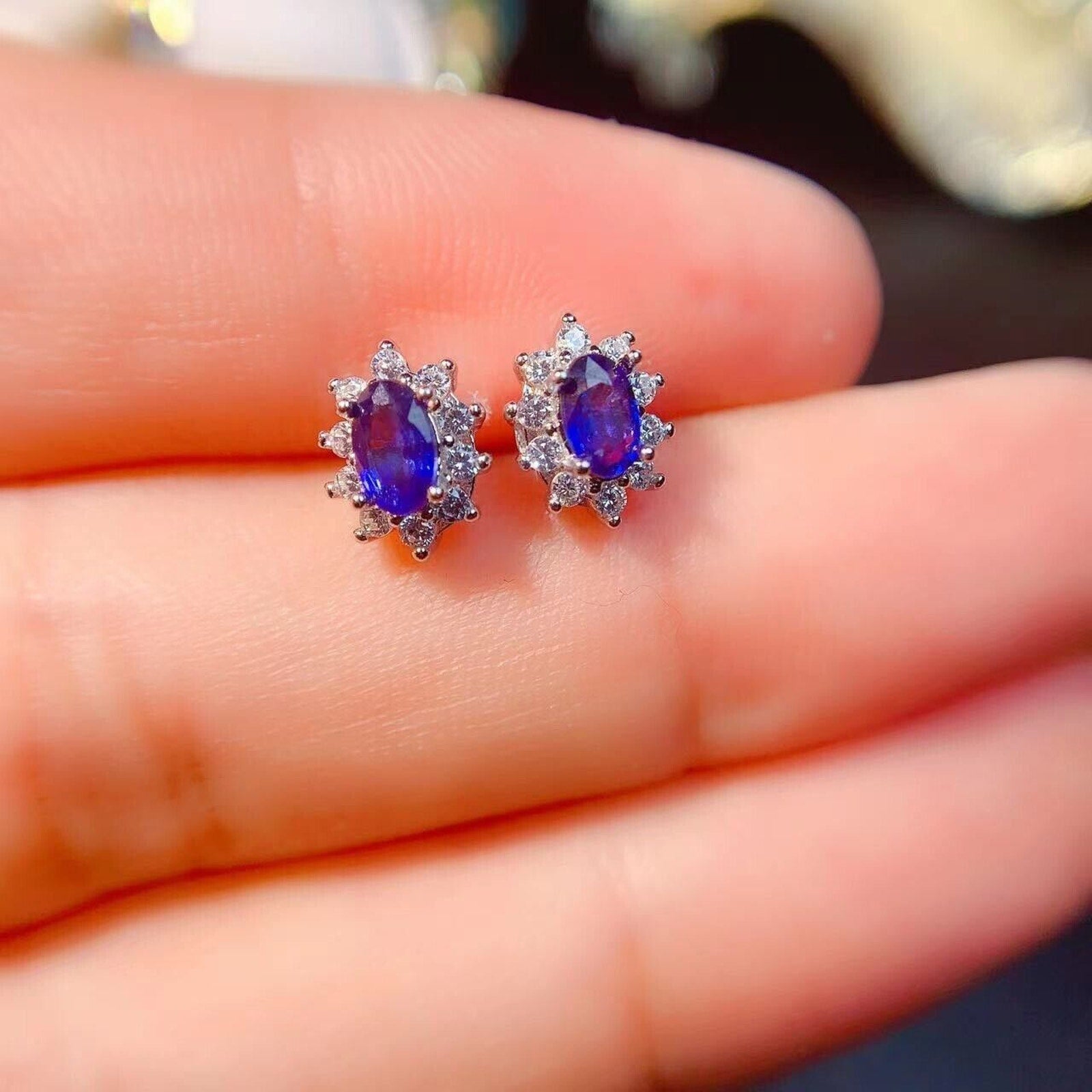 Sapphire Earrings, Natural Sapphire Stud Earrings, Sapphire Stud Earrings, Sterling Silver Sapphire Earrings, Sapphire, Natural Sapphire Earrings, 925 Sterling Silver, Blue Sapphire Earrings, Natural Blue Sapphire Earrings, Natural Blue Sapphire, Blue Sapphire, Bright Blue Sapphire, 925 Sterling Silver, Sapphire Earrings, Dainty, Dainty Stud Earrings, Dainty Sapphire Earrings, Women’s Sapphire Earrings, Anniversary Gift Sapphire, Sapphire September Birthstone, September Birthstone Sapphire