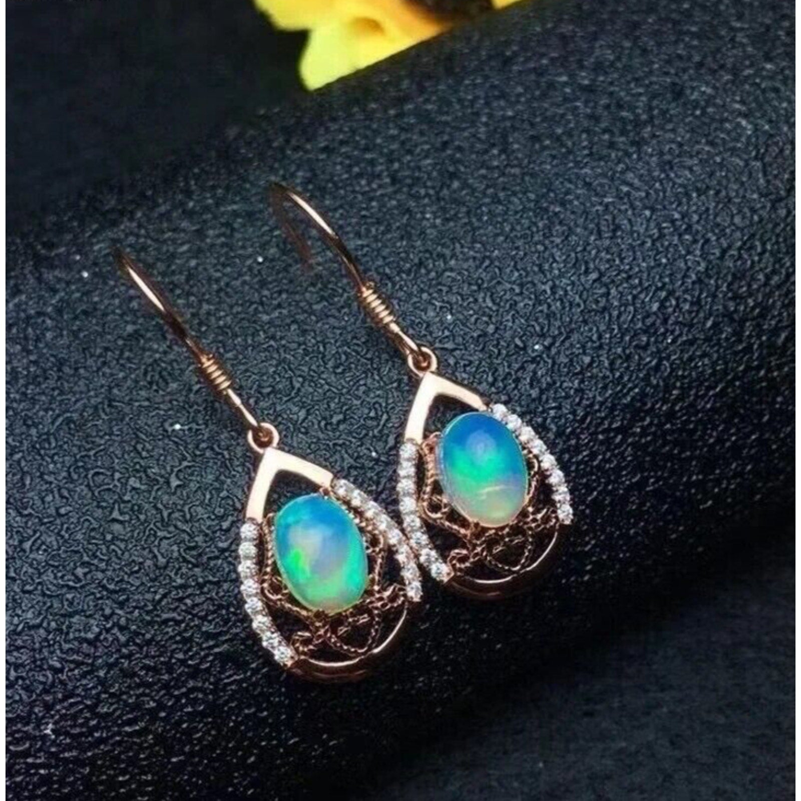 Dangle Earrings Opal, Opal Gemstone Silver, Natural Opal Earring 5x7mm