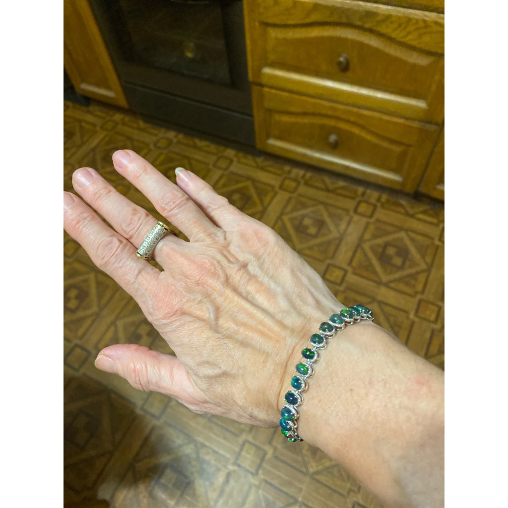 Natural Fire Opal Dyed Black Opal Bracelet 4x6mm