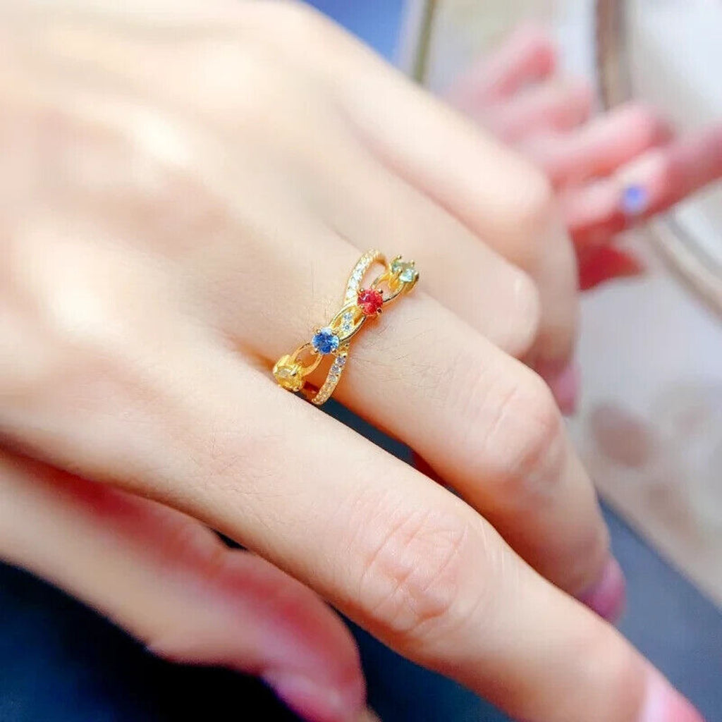 Natural Sapphire Cocktail Band Ring, Women's Natural Sapphire Rings Gold