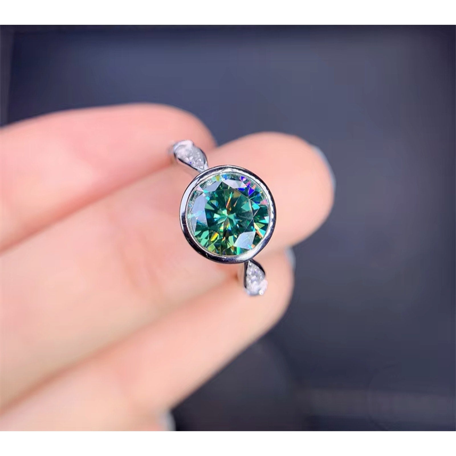 Moissanite, Green Moissanite Ring, 2 Carat Moissanite RIng, Moissanite Ring, Moissanite, VVS1 Miossanite, Gray Moissanite, White Moissanite, Solitaire Moissanite Ring, Round Brilliant Cut Moissanite Ring, Moissanite Ring, Round Brilliant Cut, 5 Carat Moissanite Ring, Moissanite Jewelry