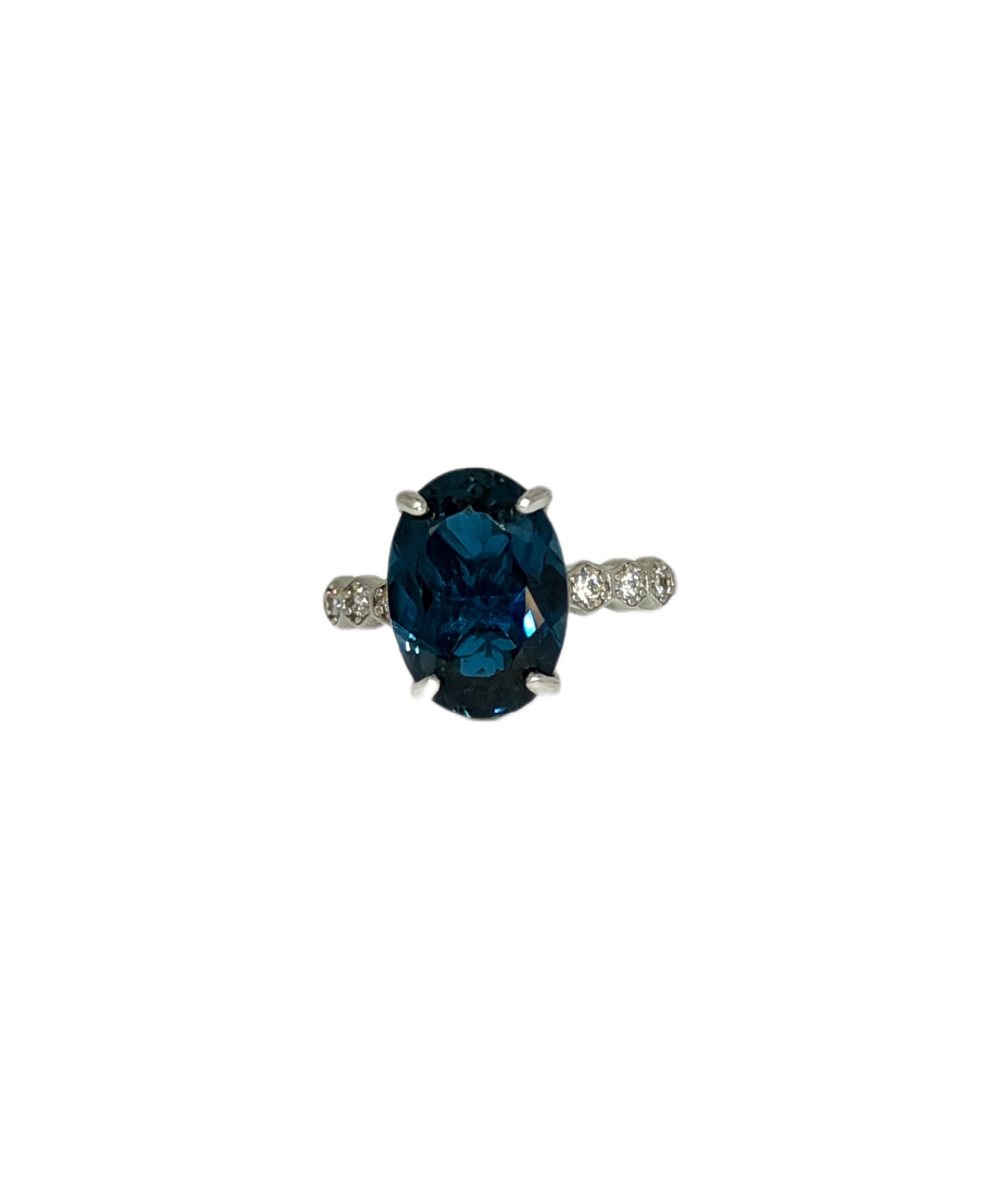 6CT Natural London Blue Topaz Ring 925 Sterling Silver, London Blue Topaz Ring