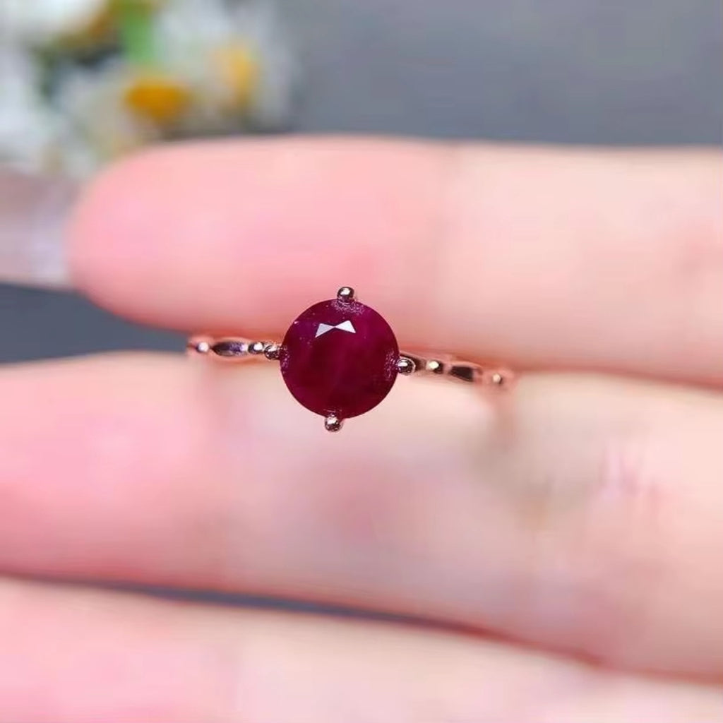 Dark Red Ruby Ring, Womens Ruby Ring, Natural Ruby, Sterling Silver Ruby Ring