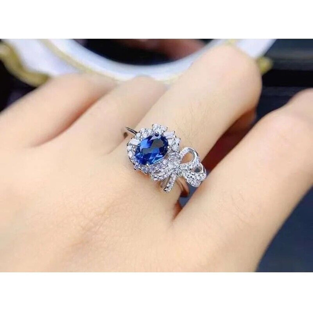 Natural London Blue Topaz Cocktail Ring, Sterling Silver London Blue Topaz Ring