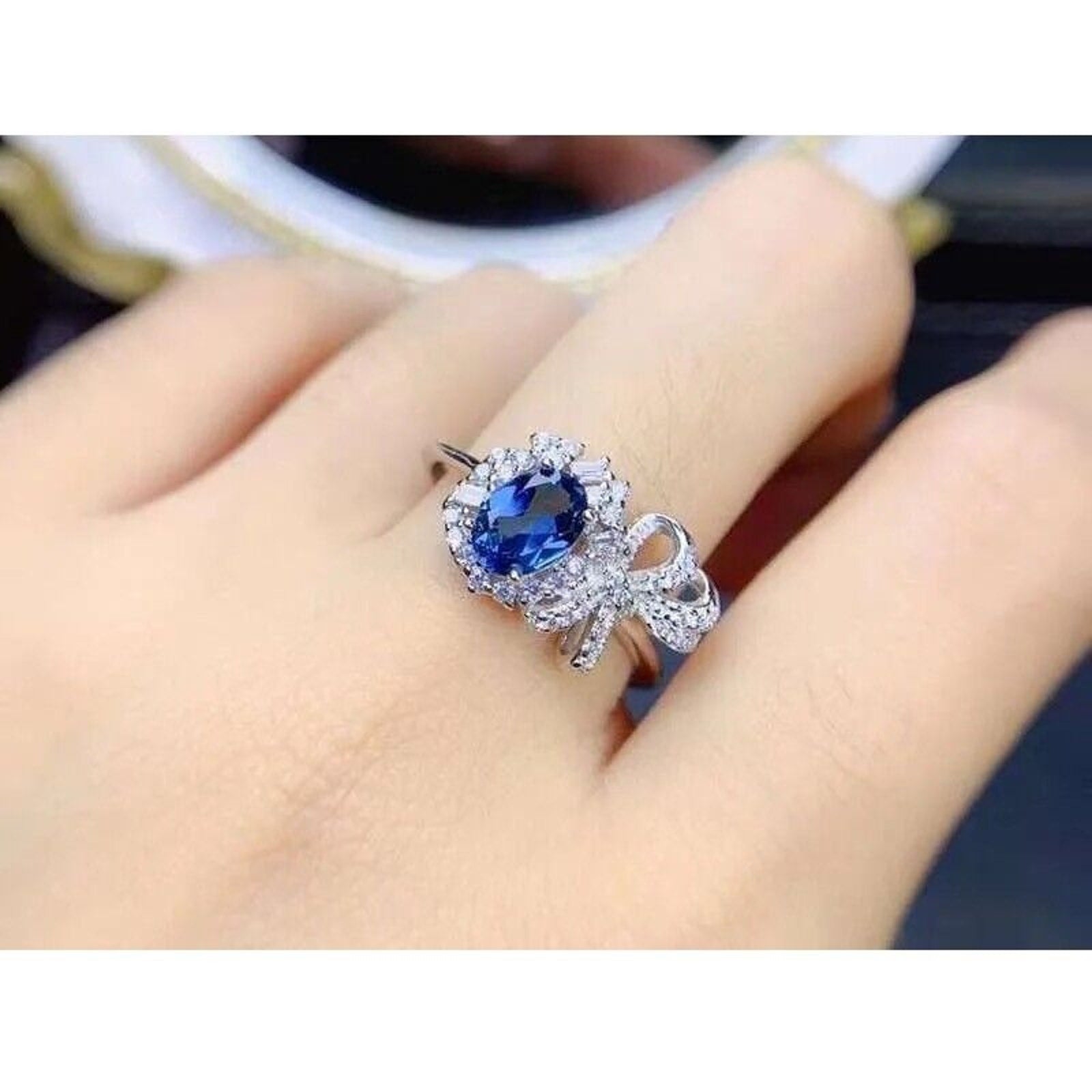 Natural London Blue Topaz Cocktail Ring, Sterling Silver London Blue Topaz Ring