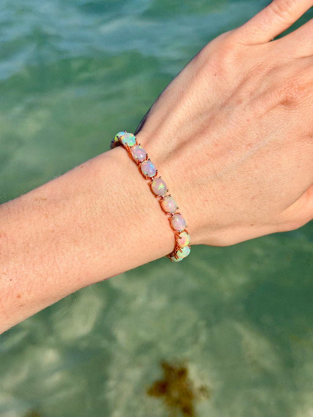 Fire Opal Bracelet, Natural Australian Fire Opal Tennis Bracelet Sterling Silver