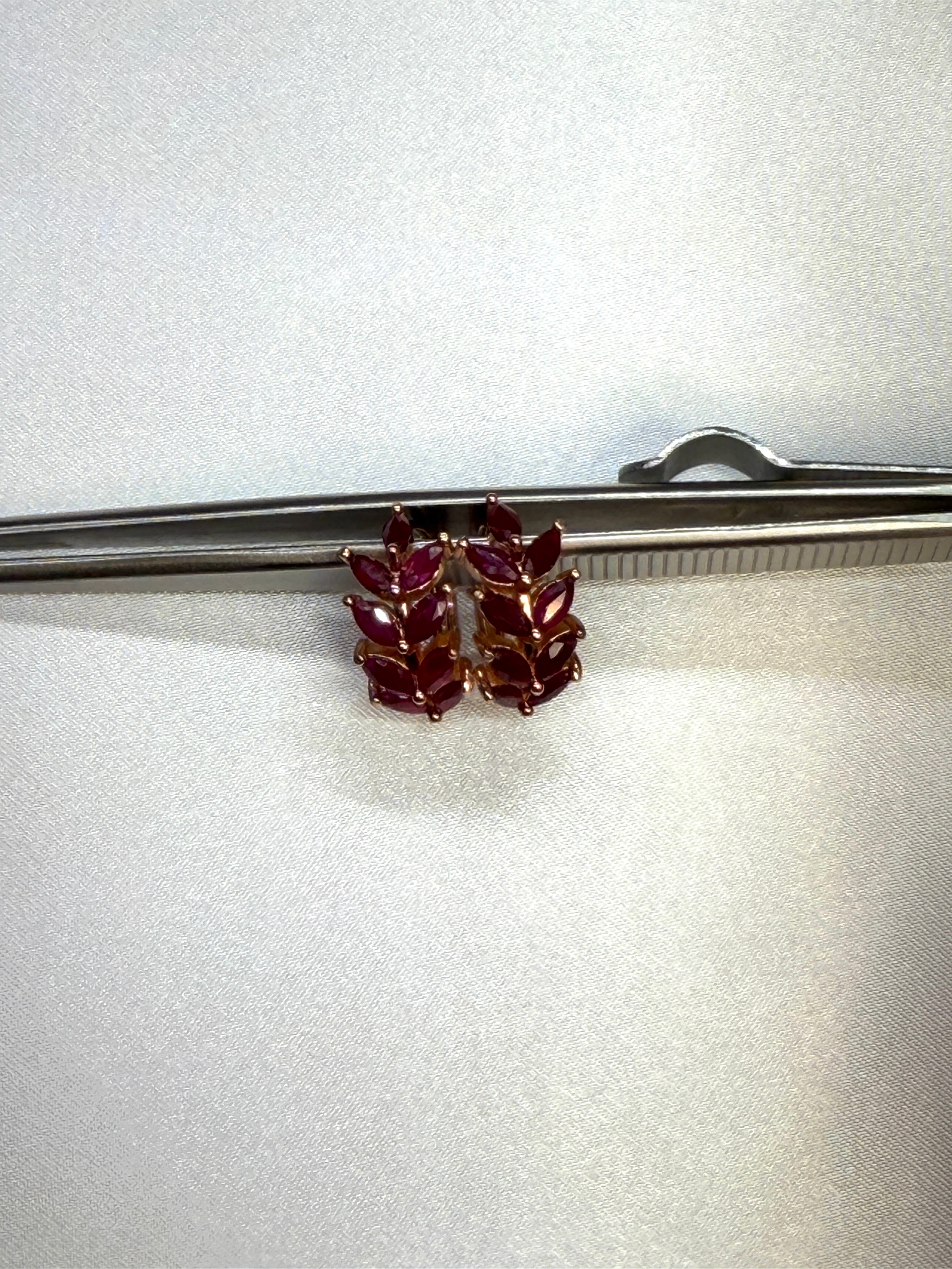Marquise Cut Ruby Hoop Earrings, Natural Ruby Hoop Earrings