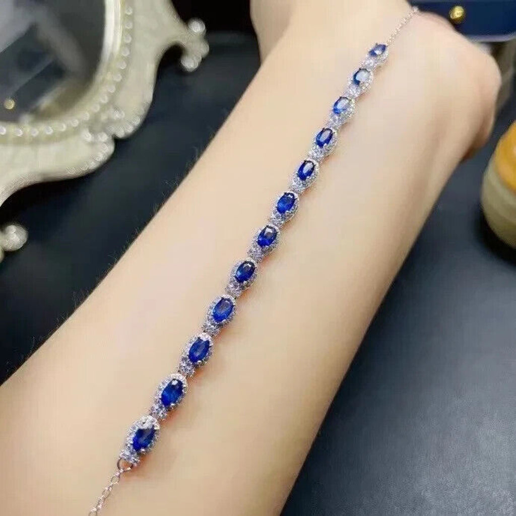 Bright Blue Sapphire Tennis Bracelet, Women's Natural Sapphire Bracelet, Sapphire Bracelet, Natural Sapphire Bracelet, Women's Sapphire Tennis Bracelet, Women's Sapphire Bracelet, Sapphire Gemstone Bracelet, Sterling Silver Sapphire Bracelet, Natural Sapphire Jewelry, September Birthstone Sapphire, Blue Sapphire Bracelet, Blue Sapphire Bracelet, Women's Sapphire Jewelry, September Birthstone Jewelry, September Birthstone, Sapphire Meaning, Sapphire Metaphysical Properties, Bright Blue Sapphire