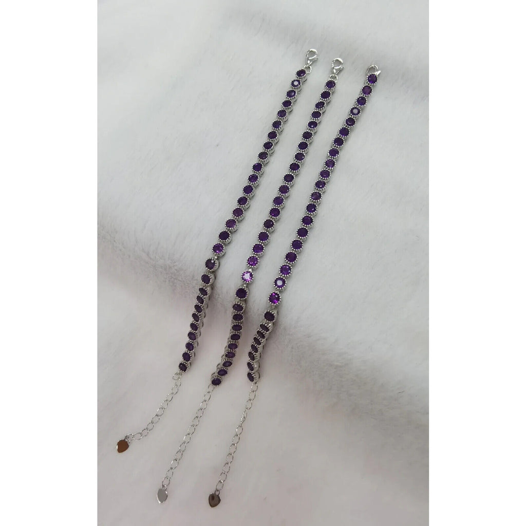Women's Amethyst Tennis Bracelet, Sterling Silver Amethyst Bracelet
