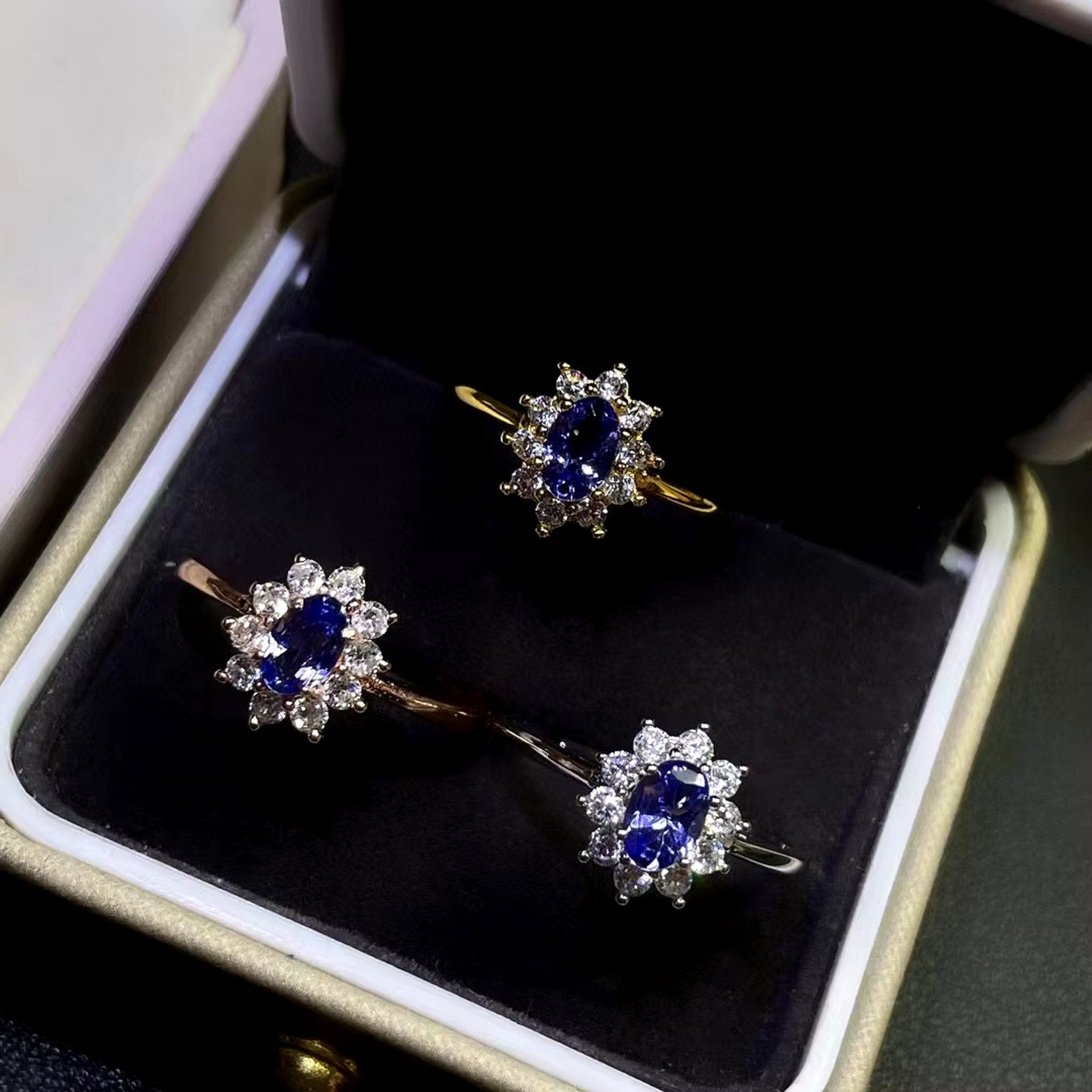 Purple Tanzanite Ring, Natural Tanzanite Rings For Women Sterling Silver 5x7mm