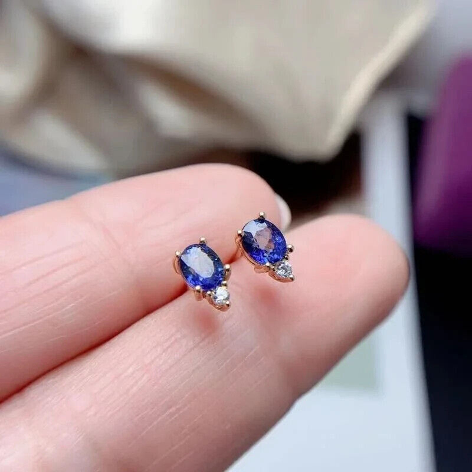 Sapphire Earrings, Natural Sapphire Stud Earrings, Sapphire Stud Earrings, Sterling Silver Sapphire Earrings, Sapphire, Natural Sapphire Earrings, 925 Sterling Silver, Blue Sapphire Earrings, Natural Blue Sapphire Earrings, Natural Blue Sapphire, Blue Sapphire, Bright Blue Sapphire, 925 Sterling Silver, Sapphire Earrings, Dainty, Dainty Stud Earrings, Dainty Sapphire Earrings, Women’s Sapphire Earrings, Anniversary Gift Sapphire, Sapphire September Birthstone, September Birthstone Sapphire