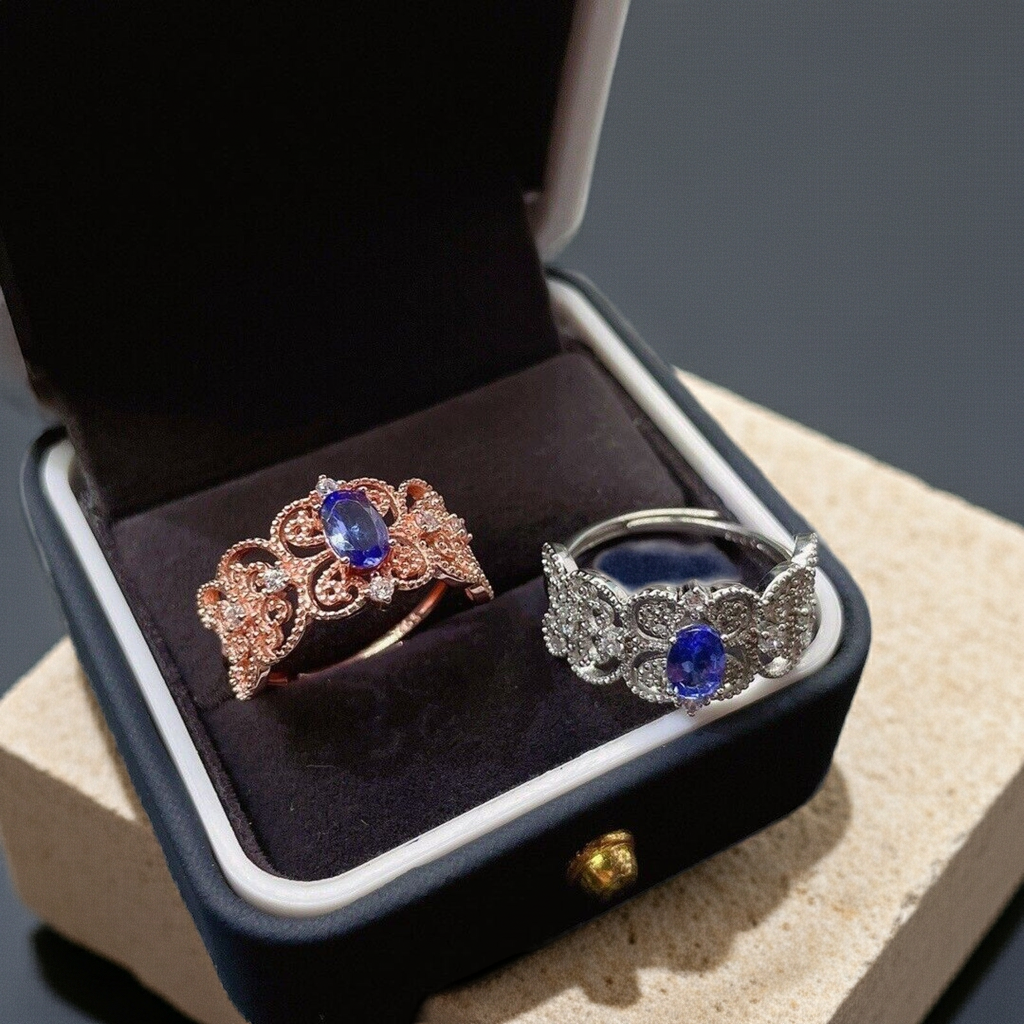 Purple Tanzanite Princess Ring 4x6mm