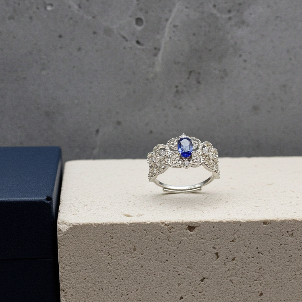 Purple Tanzanite Princess Ring 4x6mm