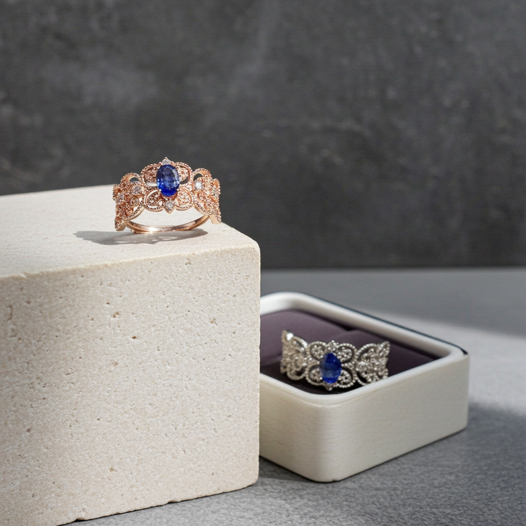 Purple Tanzanite Princess Ring 4x6mm