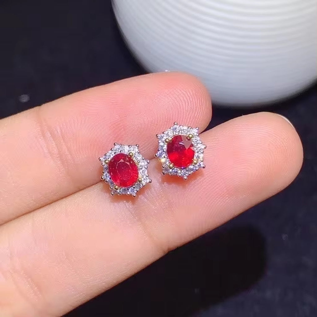 Ruby Earrings, Women's Ruby Earrings, Natural Ruby Earrings, Ruby Jewelry, Sterling Silver Ruby Earrings, Genuine Ruby Earrings, Ruby Stud Earrings, Natural Ruby, Burma Ruby